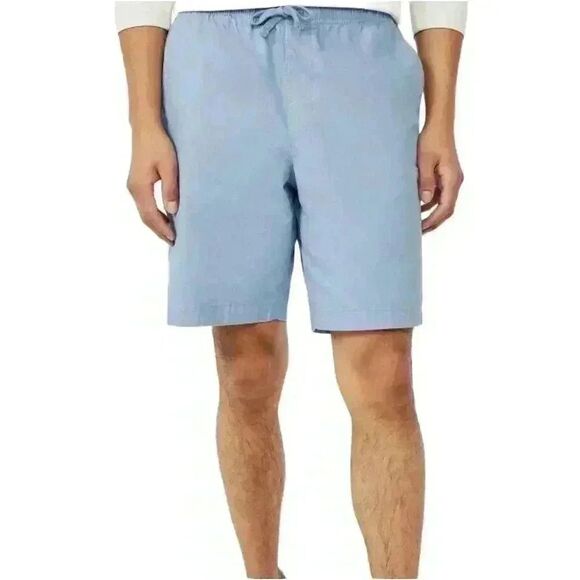 Free Assembly Men's Azure Blue Cotton E-Waist Utility Drawstring Shorts w Pocket - Picture 1 of 10